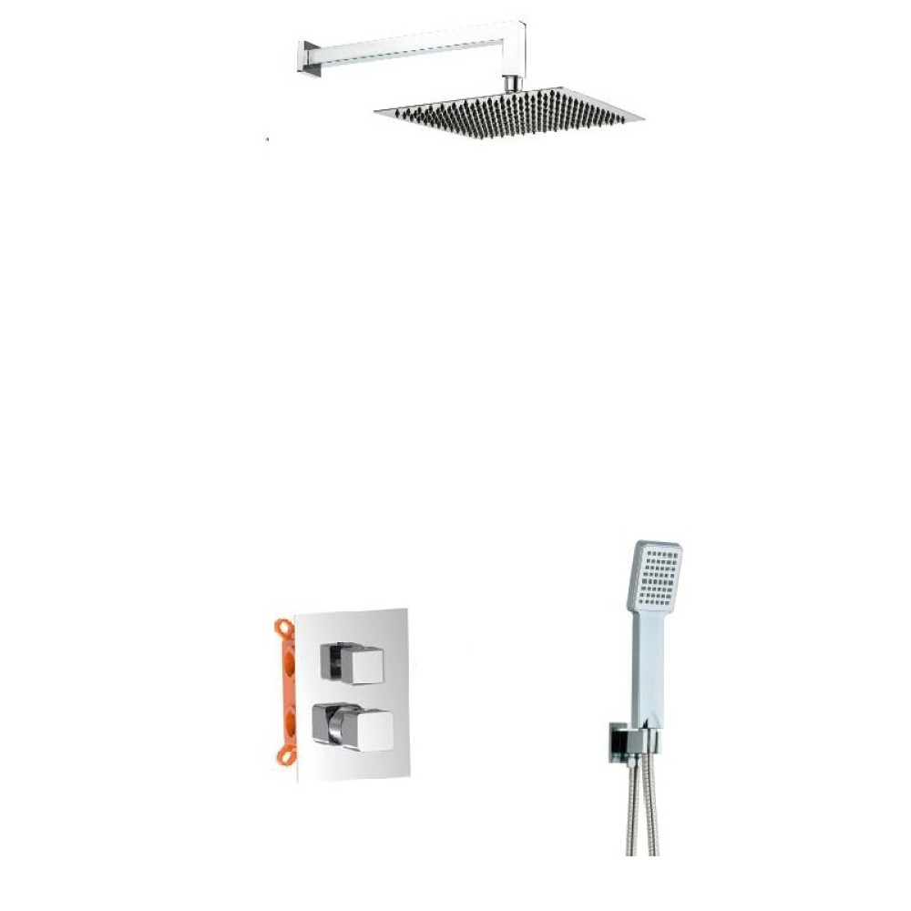 Душ система за вграждане ,пита 25х25см,шлаух и слушалка, хром  AQG QB 19QBEEC20502